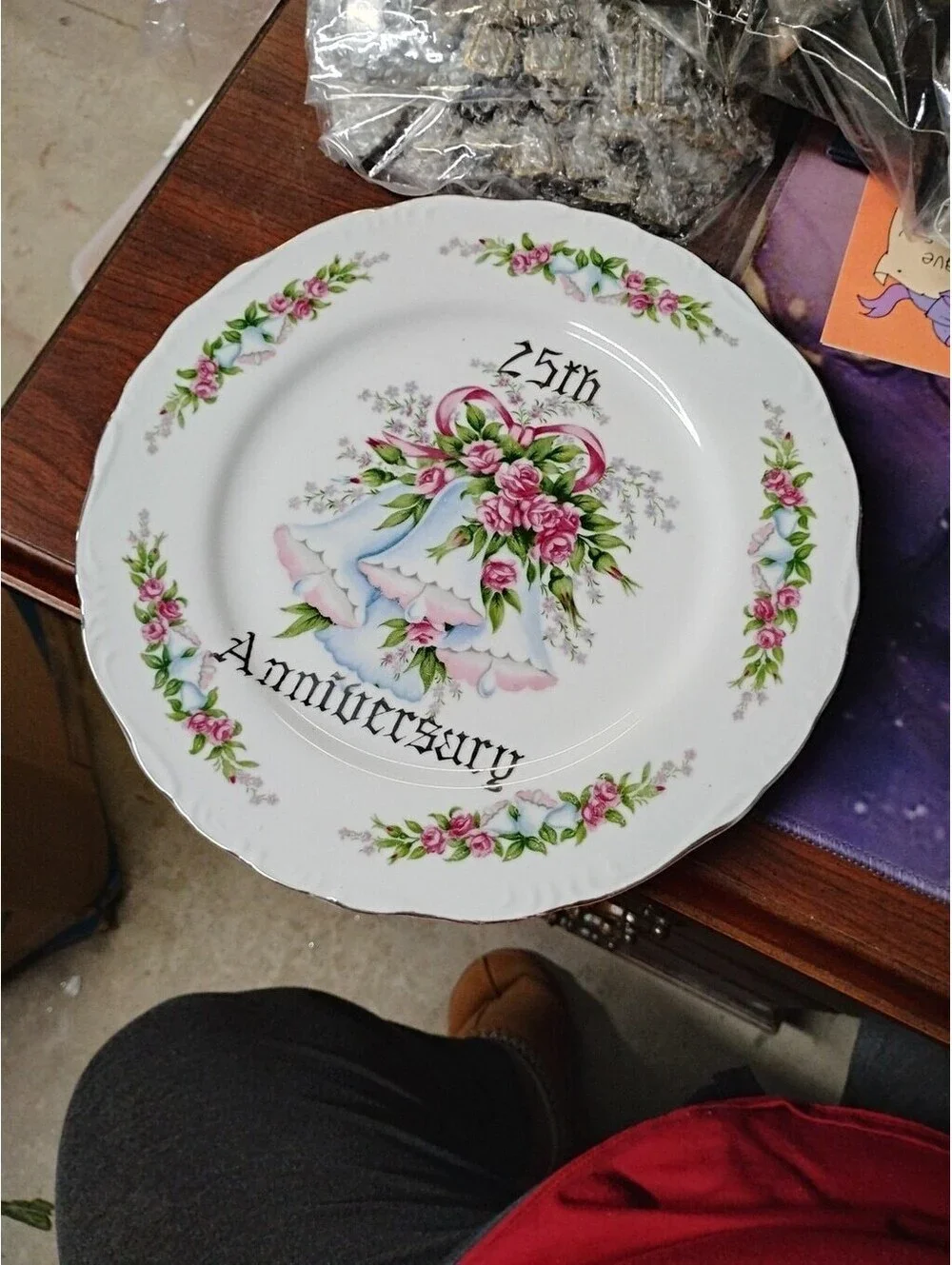 25th Anniversary Celebration Plate Norcrest Fine China B-331 Japan Platinum Trim